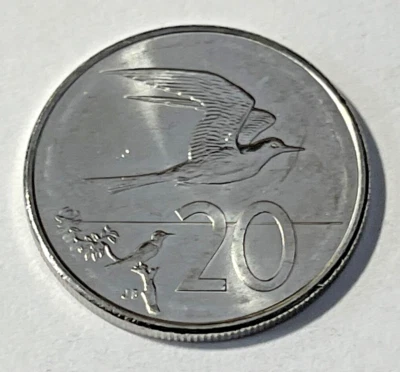2015 Cook Islands 20 Cents Coin Fairy Tern Bird Animal Wildlife - Image 1 of 2