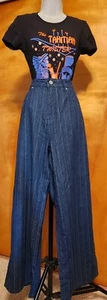 Wide Leg High Waist/Rise Railroad Stripe Jeans VLV Rockabilly Pinup Sz US10/UK14 - Picture 1 of 14