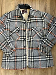 Vintage Carrog Wool Flannel Button Up Coat Jacket Fleece Lined Plaid Med 70s - Picture 1 of 12