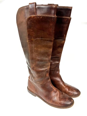 Botas de equitação femininas Frye Boots 77535 Melissa marrom alto conhaque salto baixo 6B .. - Imagem 1 de 4