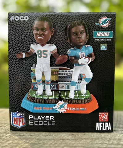 Mark Duper & Tyreek Hill Miami Dolphins Then & Now Bobblehead NEW ORIG FOCO BOX Cover
