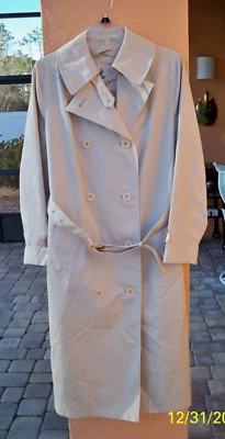 Abrigo de lluvia vintage Misty Harbor Mariner III para mujer color tostado talla 14 regular Foto 1 de 4