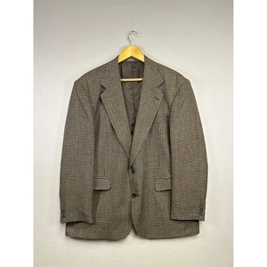 Mens Vintage Haggar Clothing Houndstooth Blazer Jacket Coat Brown Tan Size 44R - Picture 1 of 8