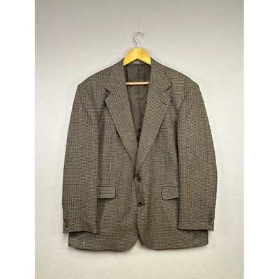 Mens Vintage Haggar Clothing Houndstooth Blazer Jacket Coat Brown Tan Size 44R - Image 1 of 4