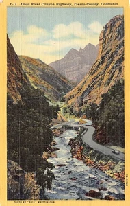 Postkarte ca: Kings River Canyon Highway, Fresno County, Kalifornien, Leinen 1940er - Bild 1 von 2