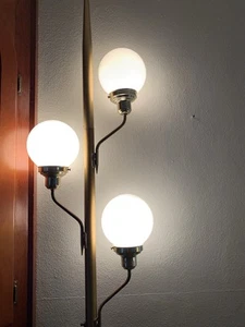Vintage MCM Federspannstab Lampe mit 3 Kugelkugeln funktioniert fehlt Top Stück DIY - Bild 1 von 12