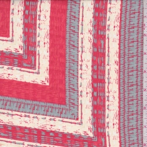 Red/Dove/Cream Square Tile Crepe Georgette Fabric - Image 1 of 1