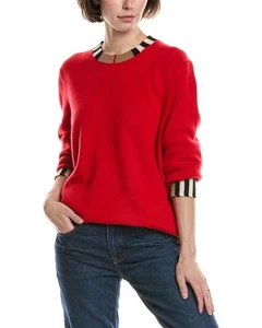 Burberry Check Wool & Cashmere-Blend Sweater Women's Red M - Picture 1 of 3