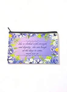 NUEVO - Bolsa de Maquillaje Bíblico Cristiano Floral Bolsa - Bolsas de Cosméticos - Estilo 15 - Imagen 1 de 5
