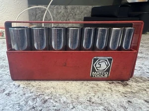 Vintage Matco Tools 8pc 12pt 1/4 Deep Socket Set With Metal Tray - Picture 1 of 3