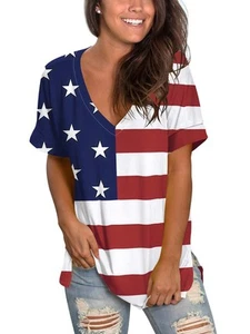American Flag T Shirts for Women Tops July Fourth Outfit Independence Day Tee... - Picture 1 of 5