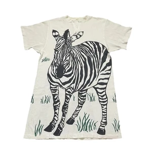 Camisón camisón vintage Michigan Rag Co. AOP cebra térmica tejido gofre  - Imagen 1 de 6