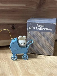 Vintage Avon Spring Bunny Collection Ornament – Bunny in Baby Carriage - Picture 1 of 7