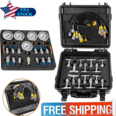 PM-AUTO for Caterpillar Hydraulic Pressure Test Kit 5 Gauge 5Hose 13Coupling 14Connector