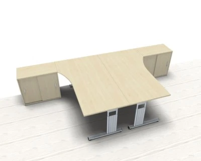 Doppelschreibtisch 360x180cm Ahorn Doppelarbeitsplatz GD25A mit Schränken - Bild 1 von 3