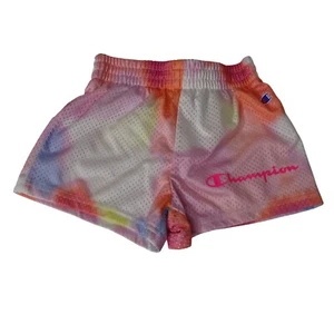 Champion Tie Dye Mesh Athletic Shorts Girls Size 5 Pullon Elastic Waist with Lin - Picture 1 of 8