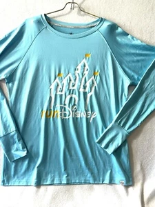 Run Disney Parks Shirt Womens XL Blue Long Sleeve Checklist Every Mile Is Magic - Picture 1 of 12