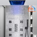 Thermostatic Shower Faucet Set 12”LED Rain Shower Head Combo Massage System Taps