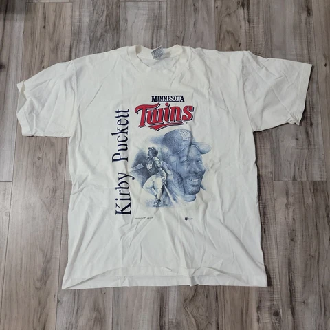 Minnesota TWINS Kirby Puckett White T-shirt Size X-Large White Joy Athletic 1996 Cover