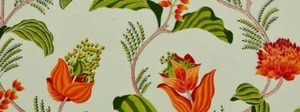 Covington SYLVIE MANDARIN Wide Width Poly Orange Green Floral Drapery Uph Fabric - Picture 1 of 2