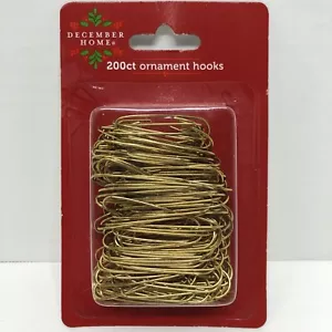 Christmas Tree Ornament Hooks 200-Count 1.5-Inch Brass Finish December Home - Picture 1 of 4