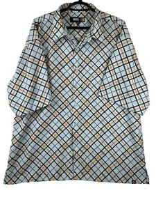 Mecca Mens Short Sleeve Button Up White Plaid Shirt 100% Polyester Logo 3XL - Picture 1 of 15