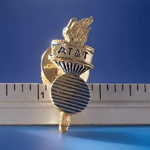 AT&T 1980s Olympic Torch Symbol Gold Lapel Pin NOS - Picture 1 of 3