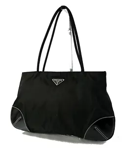 Auténtico bolso de mano PRADA negro de nailon y cuero #60571 - Imagen 1 de 16