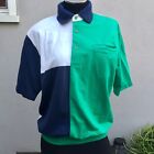 Polo Cougar Golf California homme bloc de couleur moyen bleu vert années 80 S/S