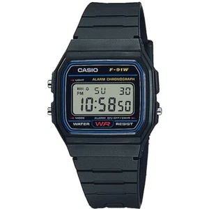 Casio F91W-1 Men's Classic Rubber Strap Alarm Chronograph Digital Watch - Picture 1 of 2
