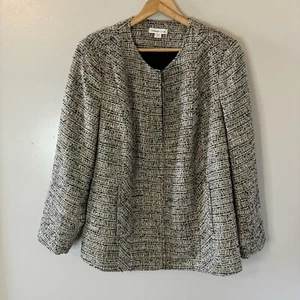 Coldwater Creek NEW Sparkle Tweed Jacket Brown Black Blazer Full Zip Sz 20 - Picture 1 of 9