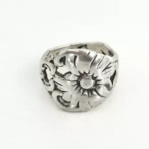 Anillo Vintage Plata de Ley 925 Flor Pergamino Floral Banda Talla 5.5 - Imagen 1 de 12