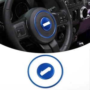 2pc Steering Wheel Center Trim For Jeep Wrangler JK Compass Grand Cherokee Blue - Picture 1 of 9