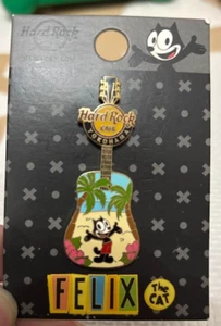 Felix the Cat Guitar-shaped Metal Pin Badge Hard Rock Cafe in YOKOHAMA in 2015 - Picture 1 of 5