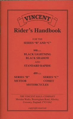 Vincent Series B C  Handbook Black Shadow Rapide Comet motorcycle Manual - Image 1 of 3