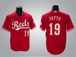Men's Cincinnati Reds #19 Joey Votto Cool Base Red Jersey All Stitched - Picture 1 of 2