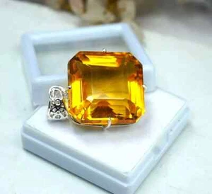 Natural Brazilian Citrine Yellow Pendant 59.95 Ct Radiant Cut Loose Gemstone - Picture 1 of 7