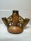 Vintage Roseville Art Pottery Dahlrose Triple Bud Vase Antique 1920'S Very Nice
