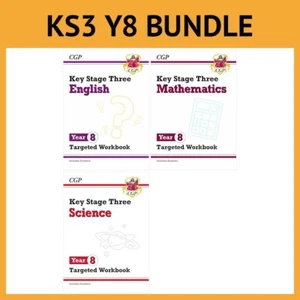 CGP KS3 Year 8 English Maths Science Workbooks with Answers NEW Essential Bundle - Imagen 1 de 12