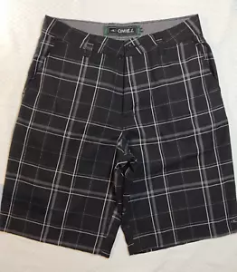 O'NEILL Mens Casual Shorts Standard Fit Size 32 Waist Black & White Plaid - Picture 1 of 17