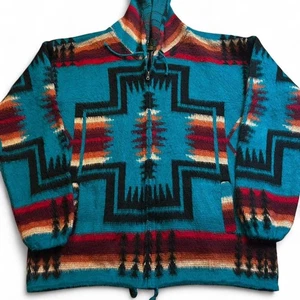 Suéter De Colección Tejidos Ruminahui Hombres XL Teal Azteca Nativo Americano Suroeste - Imagen 1 de 5
