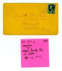 US Cover Scott # 147 - Maryland to Wayne County, Ohio with Letter     (6-C257) - Picture 1 of 5