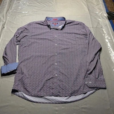 Johnston & Murphy XC4 Shirt Mens XL Blue Red Geometric Stretch Button Up - Image 1 of 4