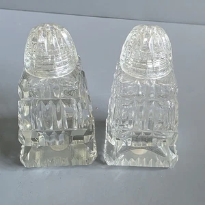 Juego de saleros y pimenteros europeos de cristal de plomo cortado de colección Checoslavakia etiqueta - Imagen 1 de 5