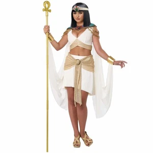 Queen Cleopatra Egyptian Ancient Egypt Nile White Gold Adult Womens Costume - Picture 1 of 4