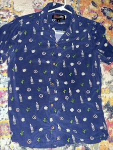 Coca-Cola Size Small Button Down Shirt Peace Sign, Cactus, Daisy Wooden Buttons - Picture 1 of 3