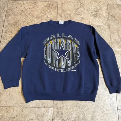 Sudadera De Colección Dallas Cowboys Para Hombres Talla XL Azul Marino Trench Ultra Cuello Redondo Años 90 Foto 1 de 4