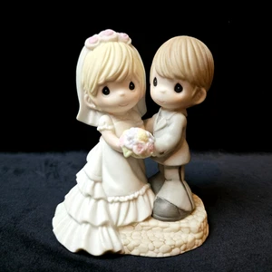 Precious Moments 103020 "Two Lives, One Love" Wedding Bride & Groom Cake Topper - Picture 1 of 16