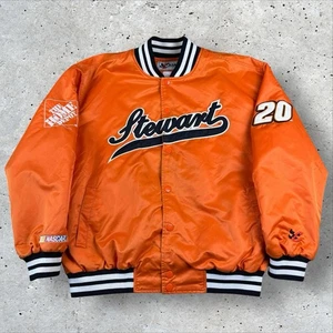 Vintage NASCAR Tony Stewart Bomber Jacket Large Home Depot Orange Bomber Satin - Bild 1 von 7