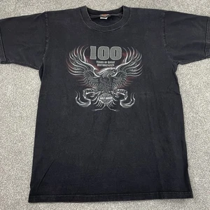 Harley Davidson T Shirt Herren L Schwarz Faded 100 Jahre 2003 Vintage Y2K USA Made - Bild 1 von 9
